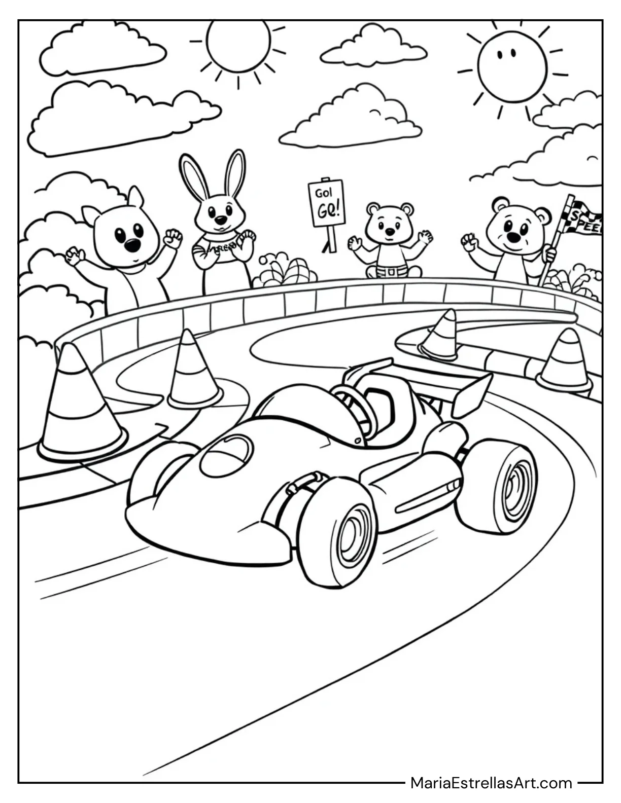 Mini Race Car in a Toy Race Coloring Sheet