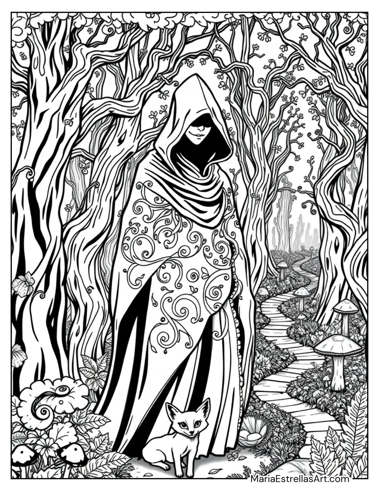 Mysterious Hooded Figure to Color for Kids