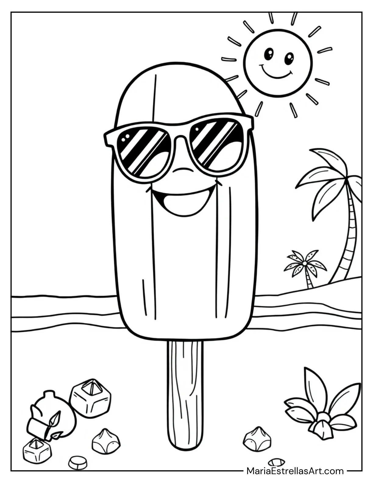 Popsicle with a Big Smile and Sunglasses