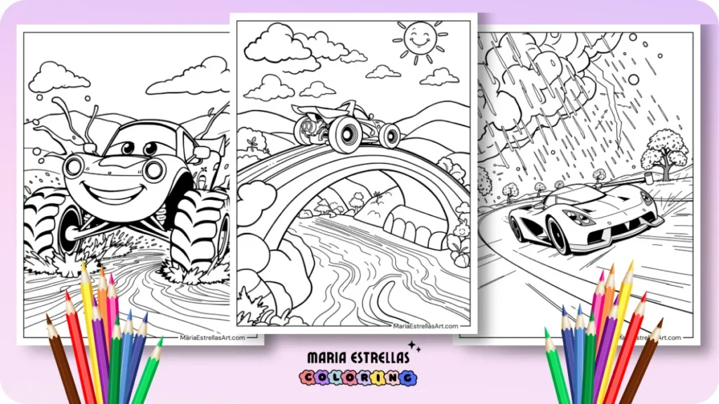 Race Car Coloring Pages Featured Image