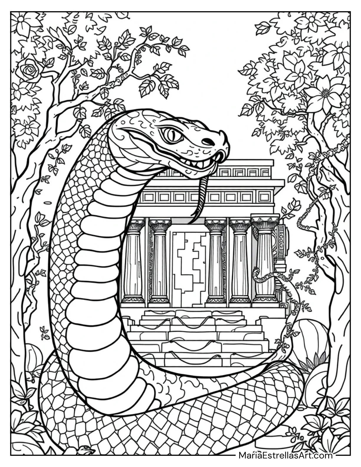 Serpent Guardian Protecting a Secret Temple