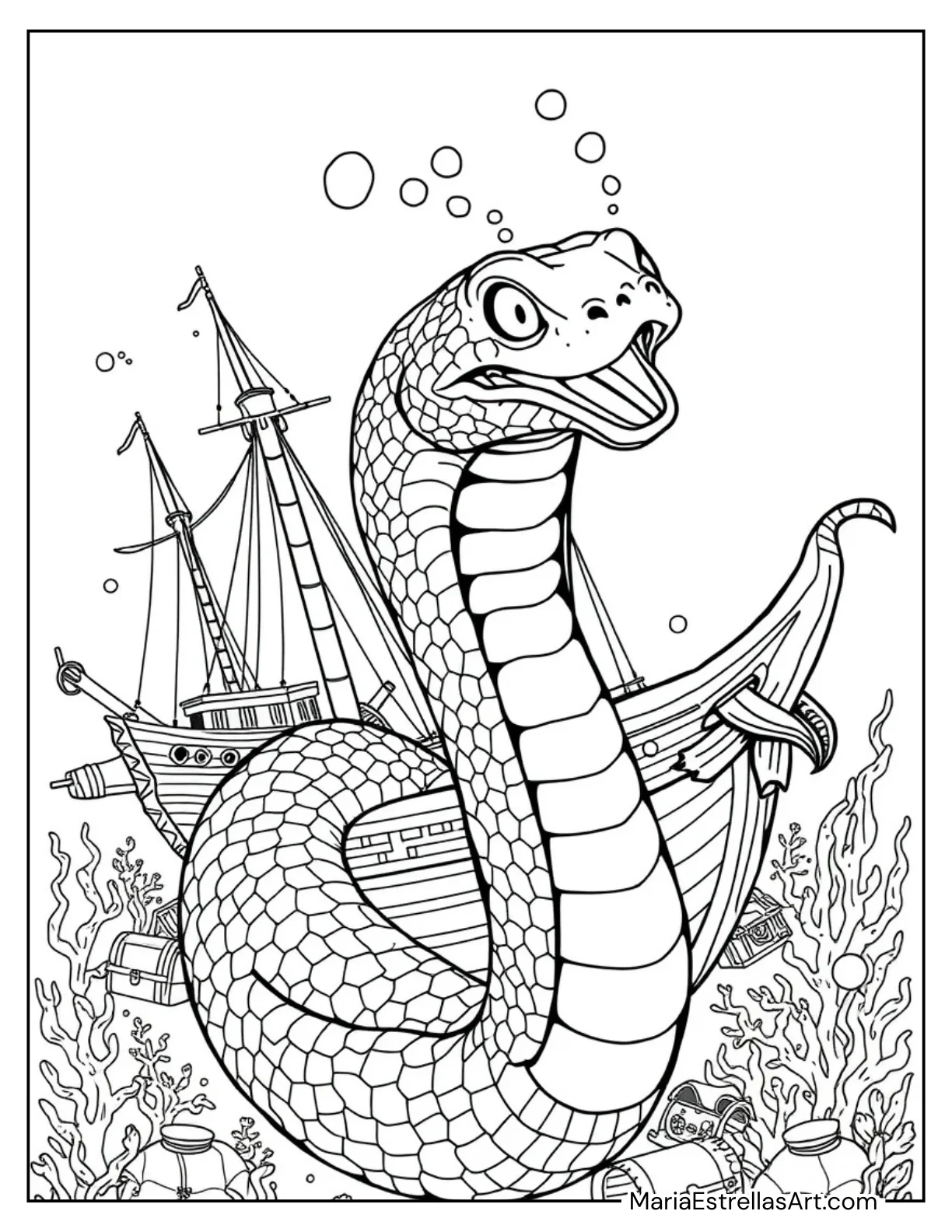 Serpent Wrapped Around a Sunken Shipwreck