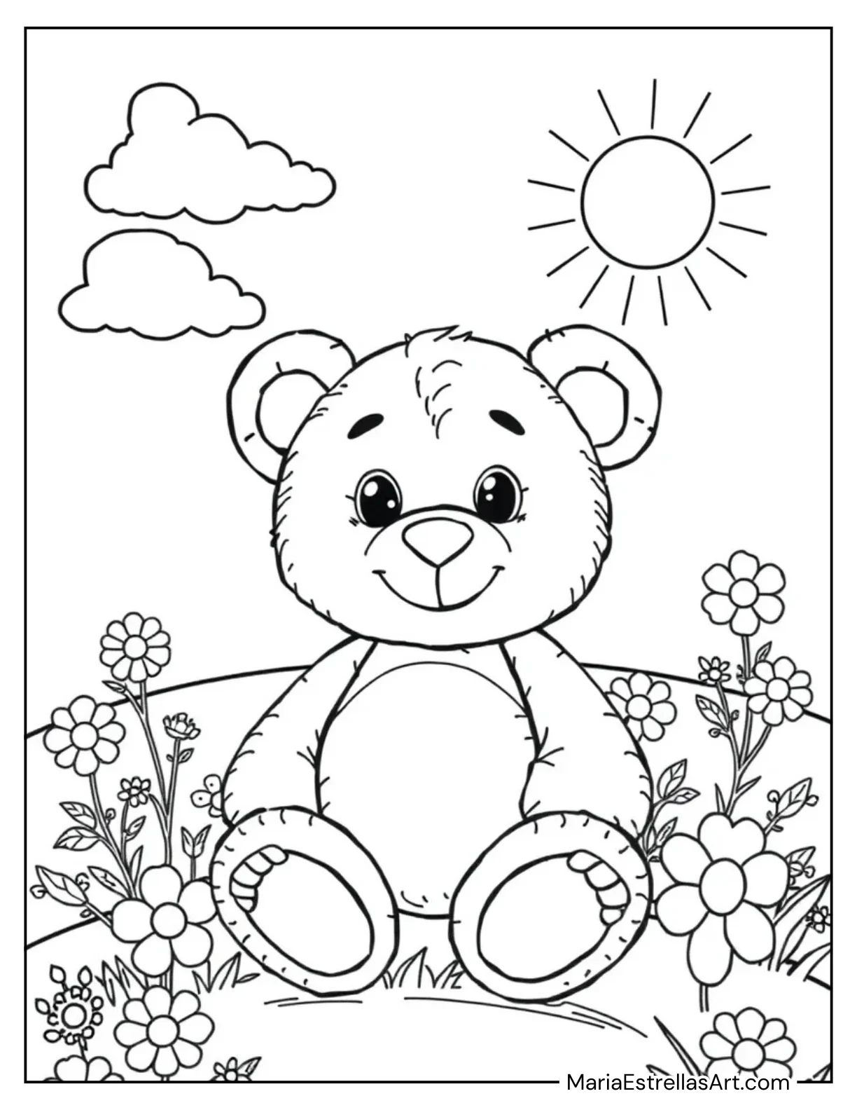 Simple Teddy Bear to Color for Kids