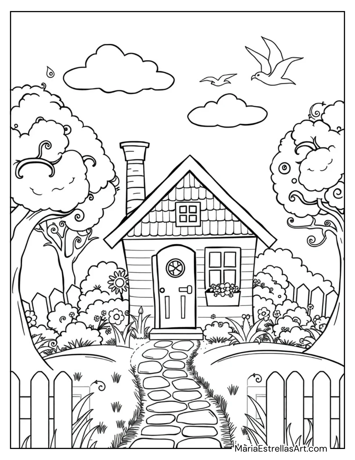 Small House With a Chimney to Color for Kids