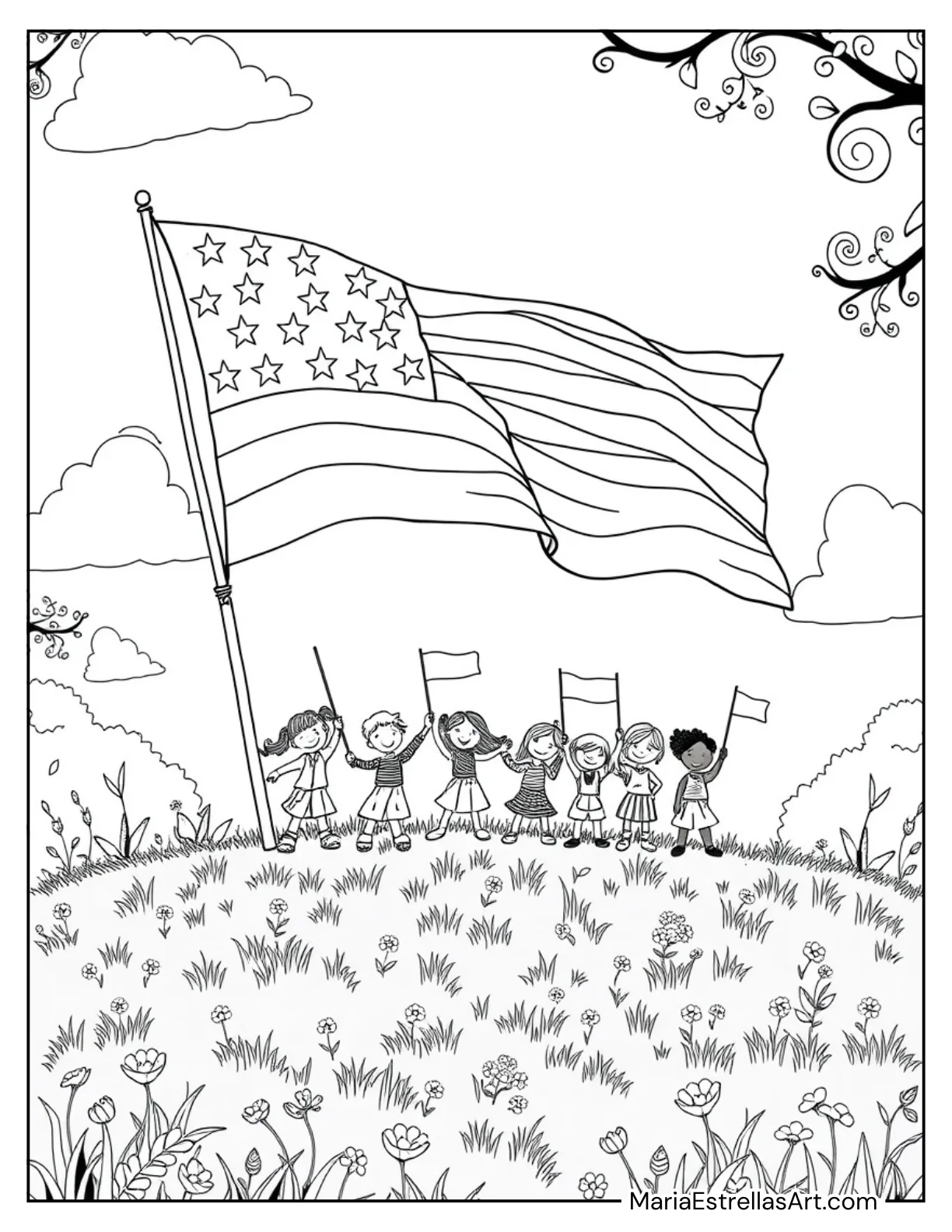 Stars and Stripes Patterns Coloring Sheet