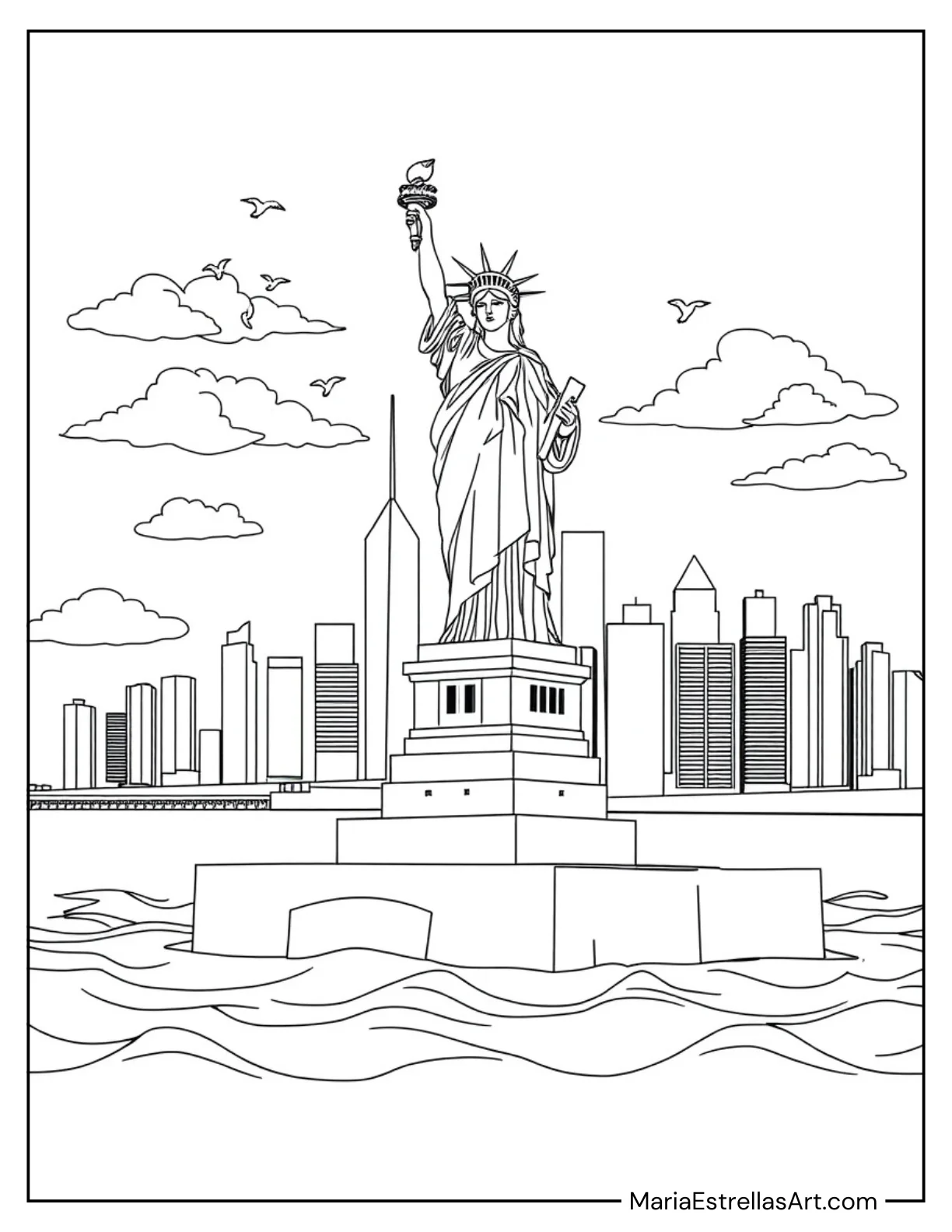 Statue of Liberty Tribute Coloring Sheet