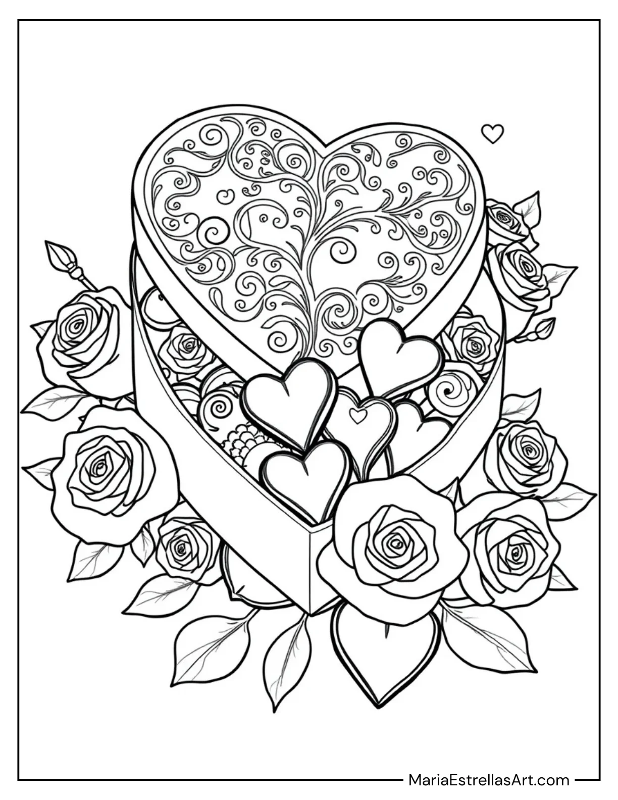 Valentine’s Day Chocolate Box Coloring Page